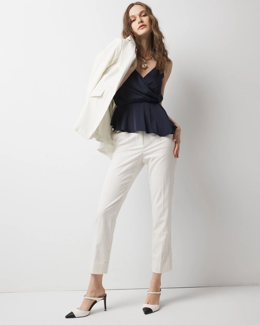 High-Rise Straight Pinstripe Pant | White House Black Market